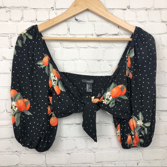 Forever 21 Tops - Forever 21 Oranges Tie Front Top Size Large